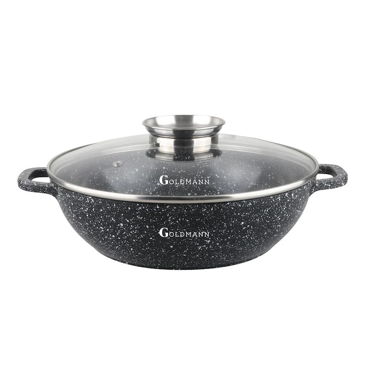Cratita aluminiu turnat Goldmann GM 0528 Cratita aluminiu turnat Goldmann GM 0528, 28x8 cm, 4.1 litri, 3 straturi ceramice antiaderente, capac termorezistent